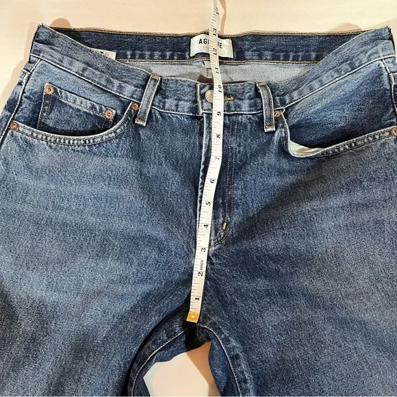 Agolde Blue Clara Low Rise  Baggy Flare Jeans Raw Hen - Picture 10 of 11